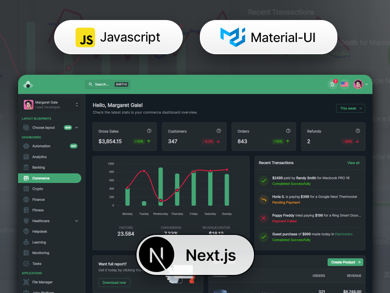 Tokyo Black NextJS Javascript Dashboard