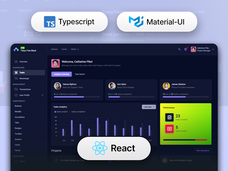 Tokyo Free Black Typescript Dashboard
