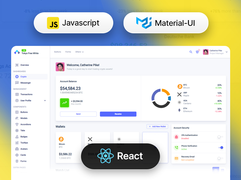Tokyo Free White Javascript Dashboard