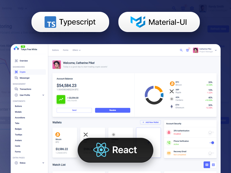 Tokyo Free White Typescript Dashboard
